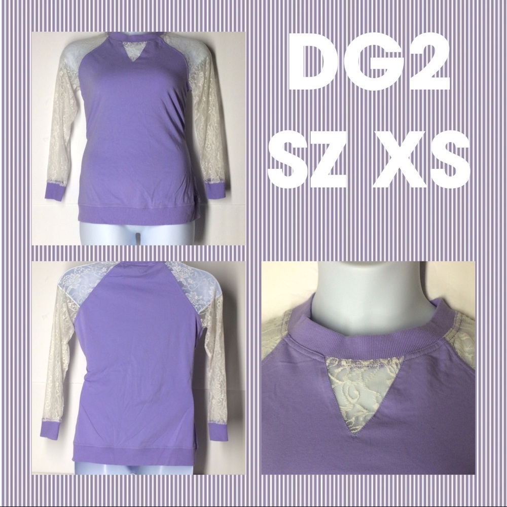 🛍 DG2 Light Purple Sweatshirt w/Lace Sz XS